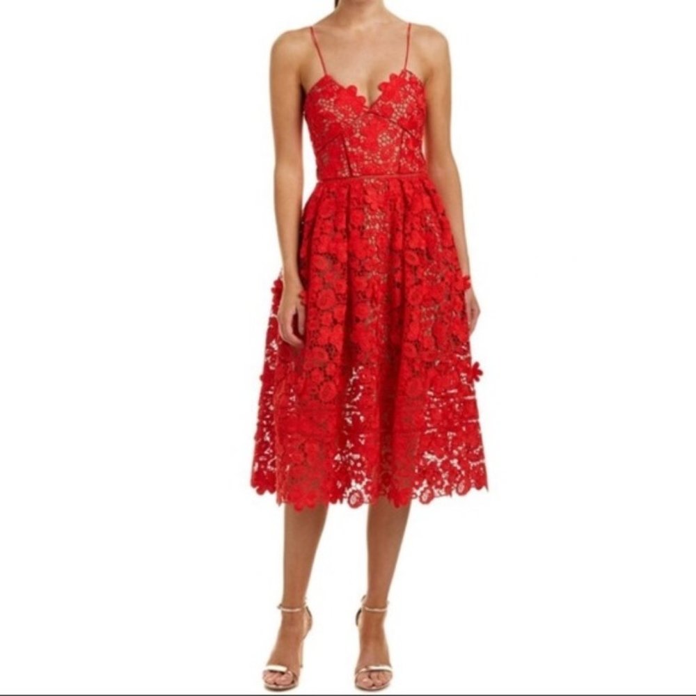 New With Tags Self Portrait Red Azalea Dress Sz 6